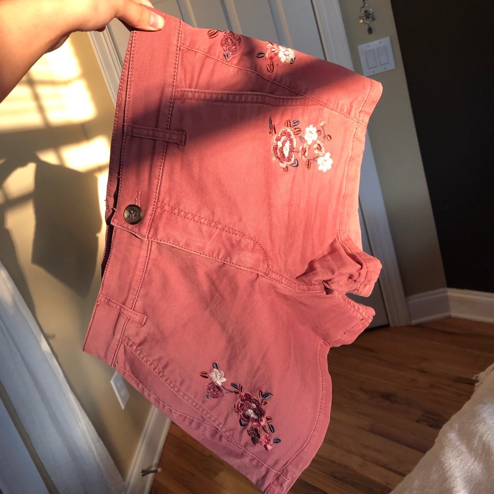 Pink embroidered express shorts